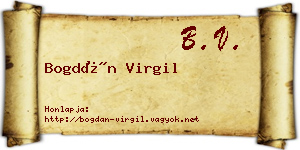 Bogdán Virgil névjegykártya